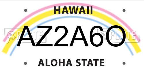 AZ2A6O Hawaii License Plate