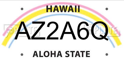 AZ2A6Q Hawaii License Plate