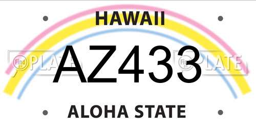 AZ433 Hawaii License Plate