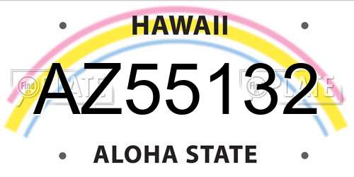 AZ55132 Hawaii License Plate