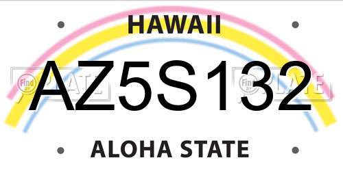 AZ5S132 Hawaii License Plate
