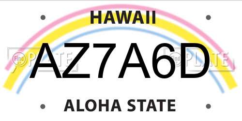 AZ7A6D Hawaii License Plate