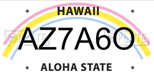 AZ7A6O Hawaii License Plate