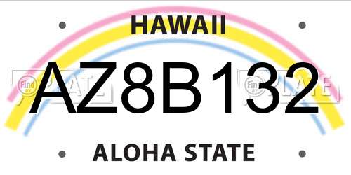 AZ8B132 Hawaii License Plate