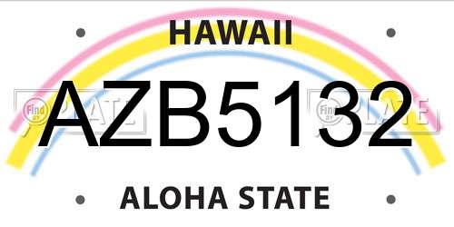 AZB5132 Hawaii License Plate