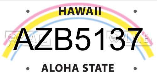 AZB5137 Hawaii License Plate
