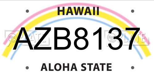 AZB8137 Hawaii License Plate