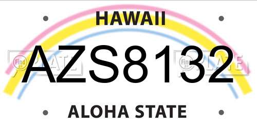 AZS8132 Hawaii License Plate