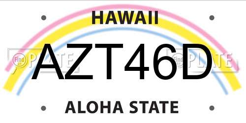 AZT46D Hawaii License Plate