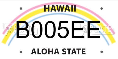 B005EE Hawaii License Plate