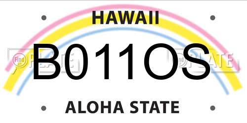 B011OS Hawaii License Plate