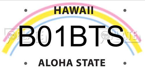 B01BTS Hawaii License Plate