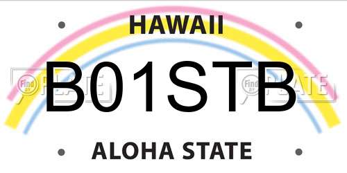 B01STB Hawaii License Plate