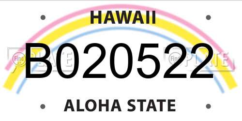 B020522 Hawaii License Plate