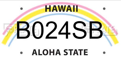 B024SB Hawaii License Plate