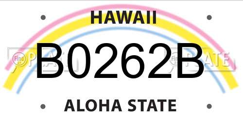 B0262B Hawaii License Plate