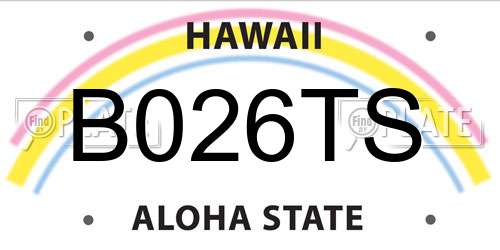 B026TS Hawaii License Plate
