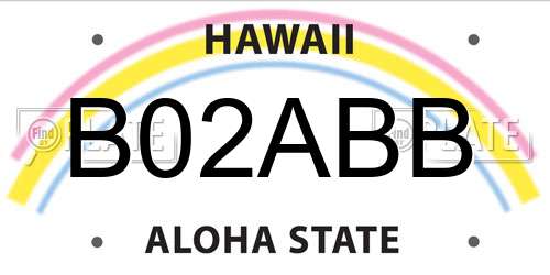 B02ABB Hawaii License Plate