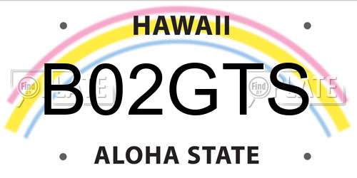 B02GTS Hawaii License Plate