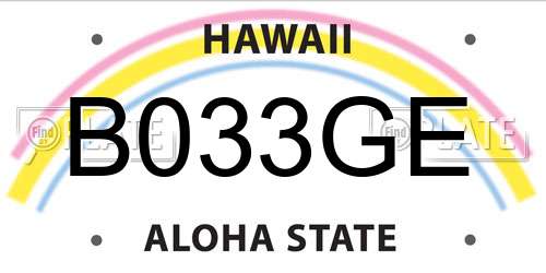 B033GE Hawaii License Plate