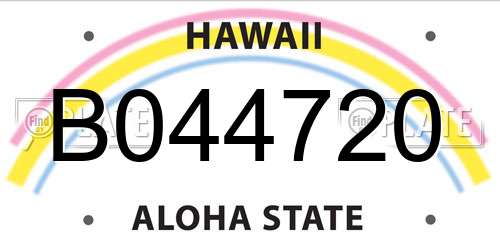 B044720 Hawaii License Plate