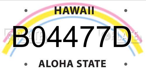 B04477D Hawaii License Plate
