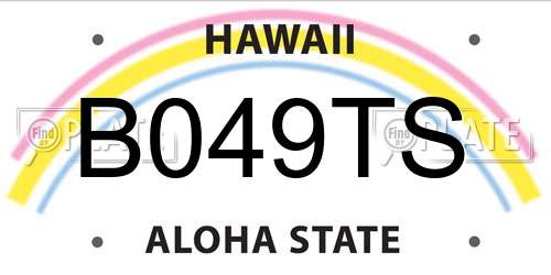B049TS Hawaii License Plate