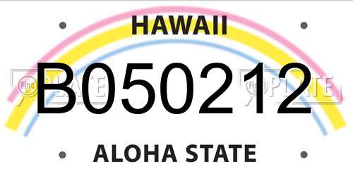 B050212 Hawaii License Plate