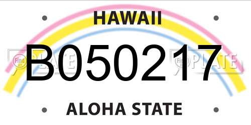 B050217 Hawaii License Plate