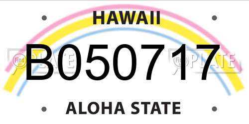 B050717 Hawaii License Plate