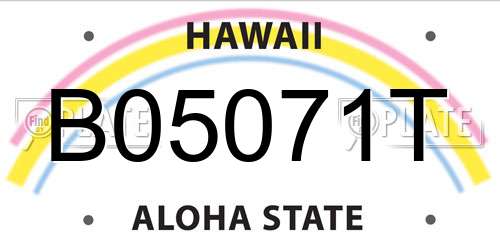 B05071T Hawaii License Plate