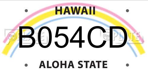 B054CD Hawaii License Plate