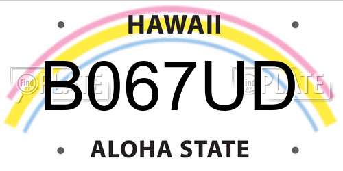 B067UD Hawaii License Plate