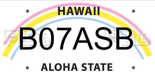 B07ASB Hawaii License Plate