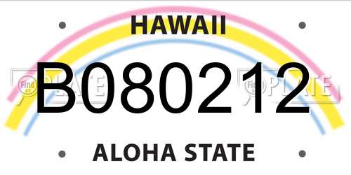 B080212 Hawaii License Plate