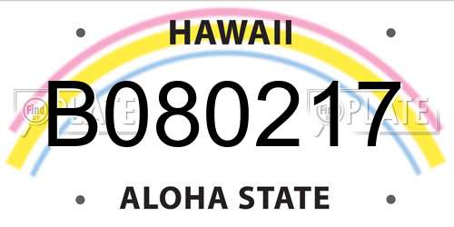 B080217 Hawaii License Plate