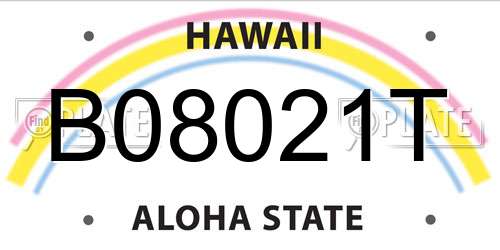 B08021T Hawaii License Plate
