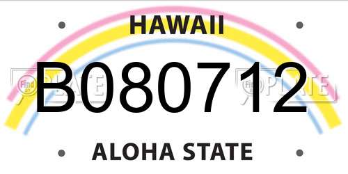 B080712 Hawaii License Plate