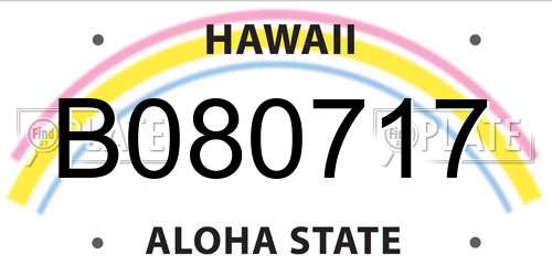 B080717 Hawaii License Plate