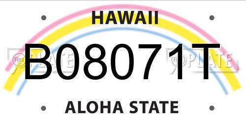 B08071T Hawaii License Plate