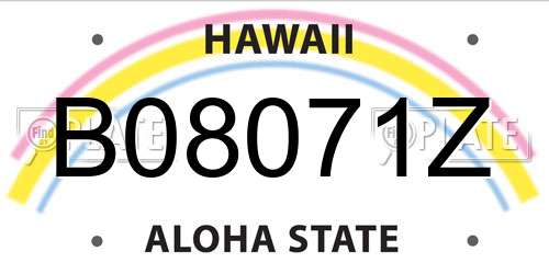 B08071Z Hawaii License Plate