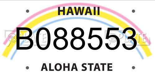 B088553 Hawaii License Plate