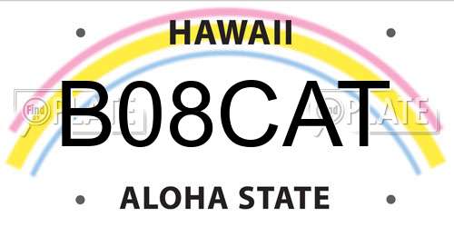B08CAT Hawaii License Plate