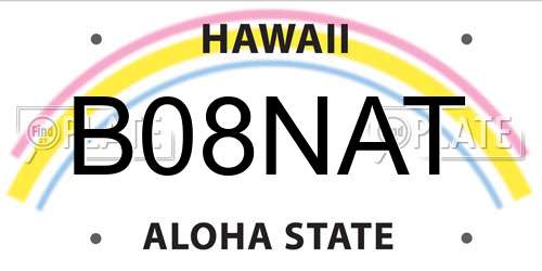 B08NAT Hawaii License Plate