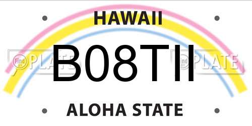 B08TII Hawaii License Plate