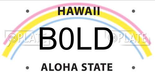 B0LD Hawaii License Plate