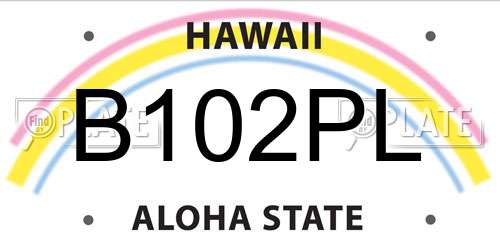 B102PL Hawaii License Plate