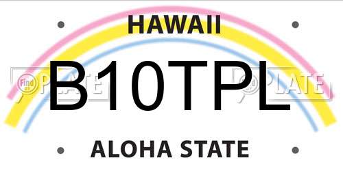 B10TPL Hawaii License Plate