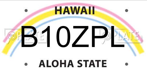 B10ZPL Hawaii License Plate