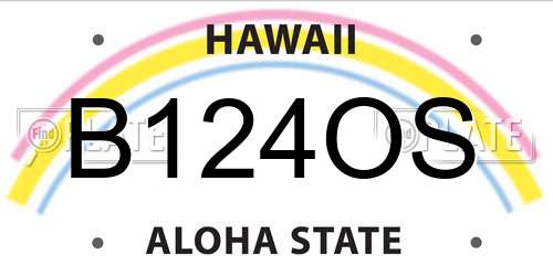 B124OS Hawaii License Plate
